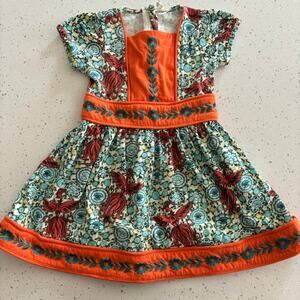 Kate Quinn 2T Firebird Short Puff Sleeve Embroidered Dress EUC Organic Cotton